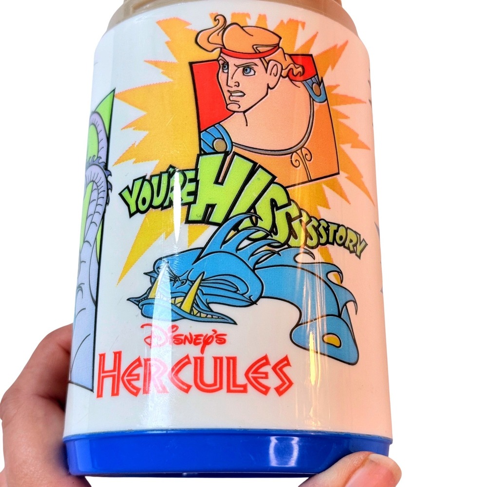 Vintage Aladdin 1997 Disney Hercules Thermos Lunch Container Cup Y2K Kidcore